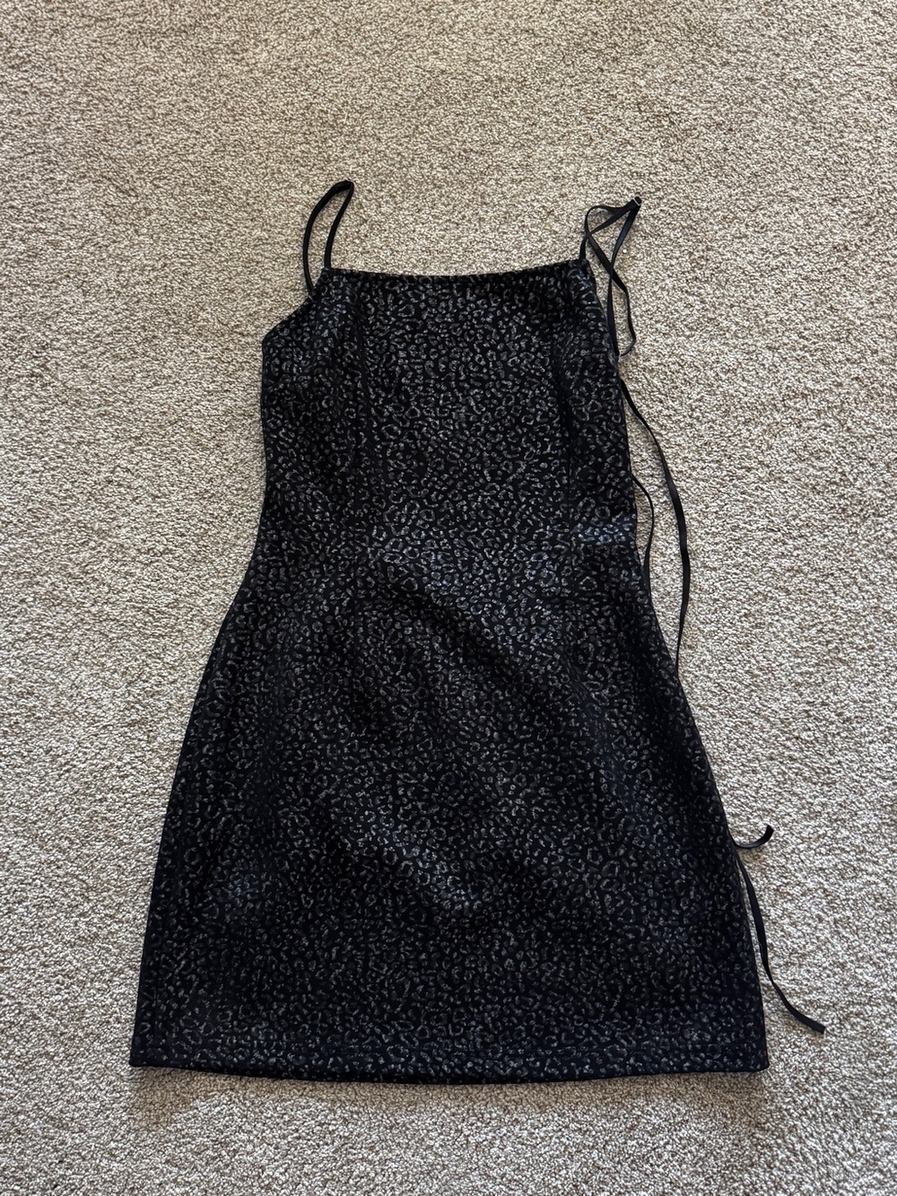 Urban Outfitters Black Leopard-Print Mini Slip Dress